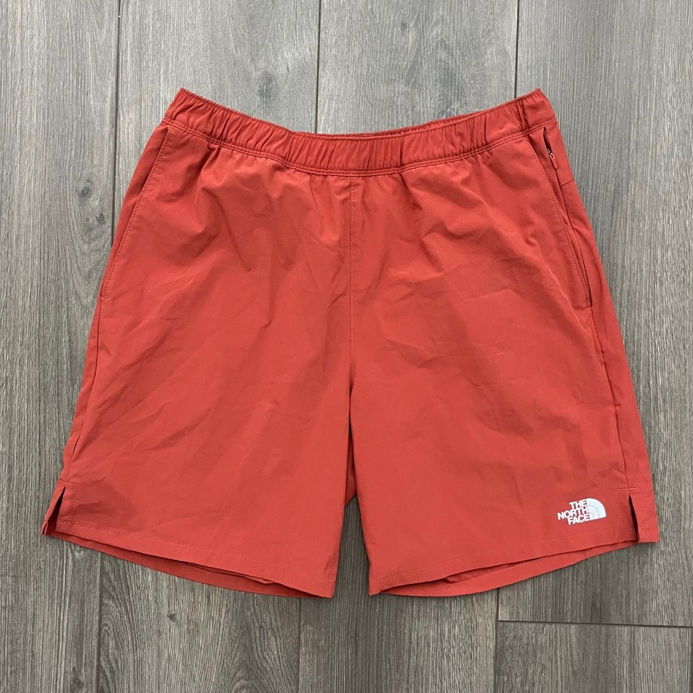 The North Face Mens Active Shorts Orange Size M Hiking Running Zipper Pocket